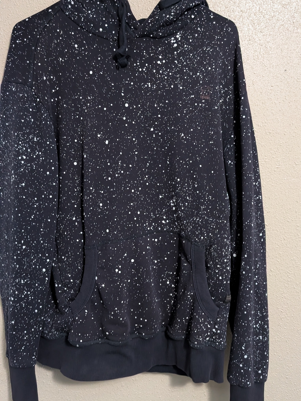 G-Star Black Hoodie with White Paint-Splatter